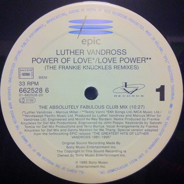 Luther Vandross - Power Of Love (Love Power) (The Frankie Knuckles Remixes) (12'')
