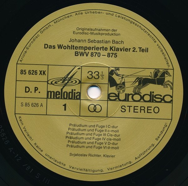 Bach, Svjatoslav Richter - Das Wohltemperierte Klavier (2. Teil BWV 870-893) (3LP)