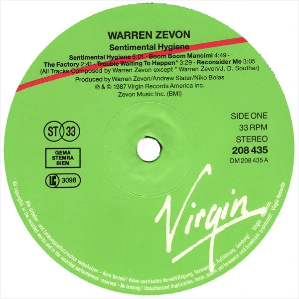 Warren Zevon - Sentimental Hygiene (LP)
