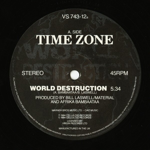 Time Zone Featuring John Lydon &amp; Afrika Bambaataa - World Destruction (12'')