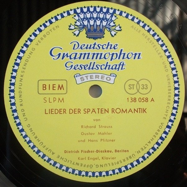Dietrich Fischer-Dieskau / Richard Strauss • Gustav Mahler • Hans Pfitzner / Karl Engel - Lieder Der Späten Romantik • Lieder Of The Late Romantic Period (LP)