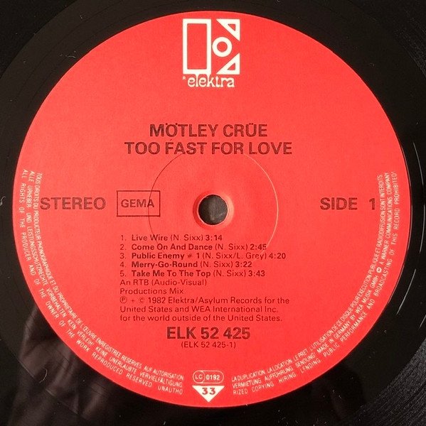 Mötley Crüe - Too Fast For Love (LP)