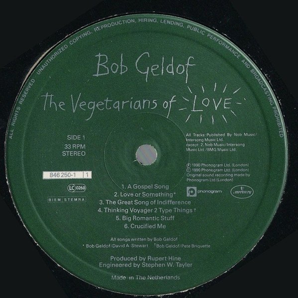 Bob Geldof - The Vegetarians Of Love (LP)