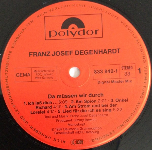 Franz Josef Degenhardt - Da Müssen Wir Durch (LP)