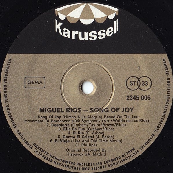 Miguel Ríos - Song Of Joy (LP)