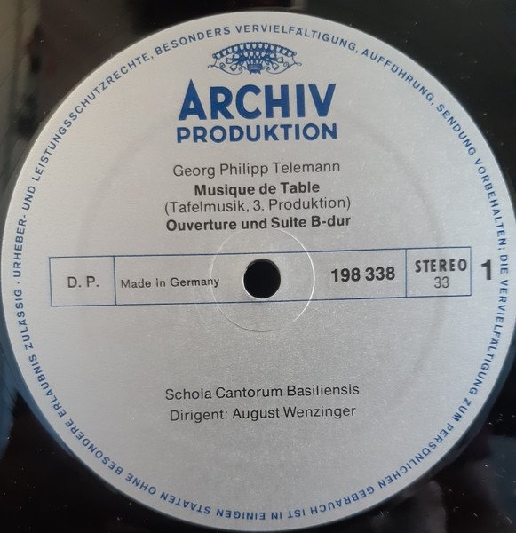 Georg Philipp Telemann / Schola Cantorum Basiliensis - August Wenzinger - Musique De Table (Tafelmusik-Banquet Music) - Production III (2LP)