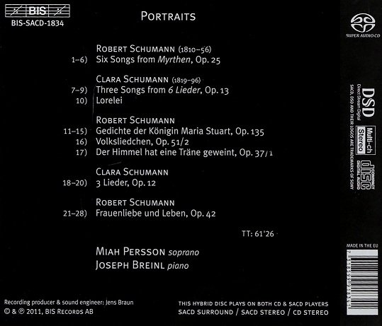 Miah Persson - Portraits: Songs By Clara &amp; Robert Schumann (SACD)