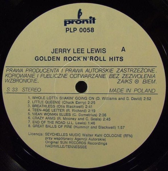 Jerry Lee Lewis - Golden Rock'n'Roll Hits (LP)