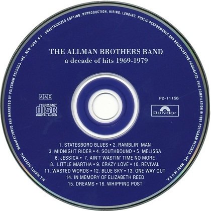 The Allman Brothers Band - A Decade Of Hits 1969 - 1979 (CD)