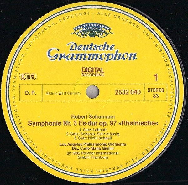 Schumann, Giulini, Los Angeles Philharmonic Orchestra - Symphonie No. 3 »Rheinische« / Manfred-Ouvertüre (LP)