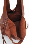 Brązowa Torebka Shopper z Naturalnej Skóry - 2w1