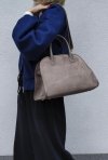 Zamszowa torebka kuferek skóra naturalna beżowa dark taupe