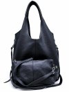Czarna Torebka Shopper z Naturalnej Skóry - 2w1
