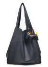 Czarny shopper worek Torebka z Naturalnej Skóry - 2w1