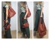 Brązowa Torebka Shopper z Naturalnej Skóry - 2w1