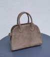 Zamszowa torebka kuferek skóra naturalna beżowa light taupe
