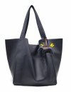 Czarny shopper worek Torebka z Naturalnej Skóry - 2w1