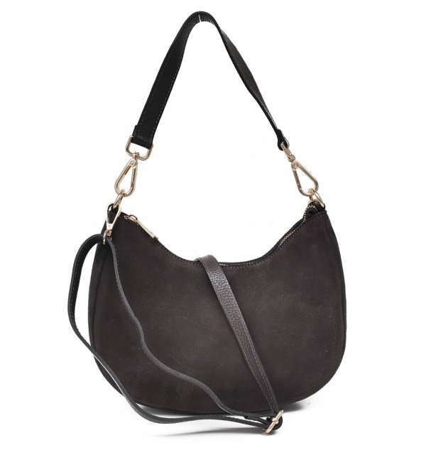 Czekoladowa brązowa zamszowa listonoszka skóra naturalna