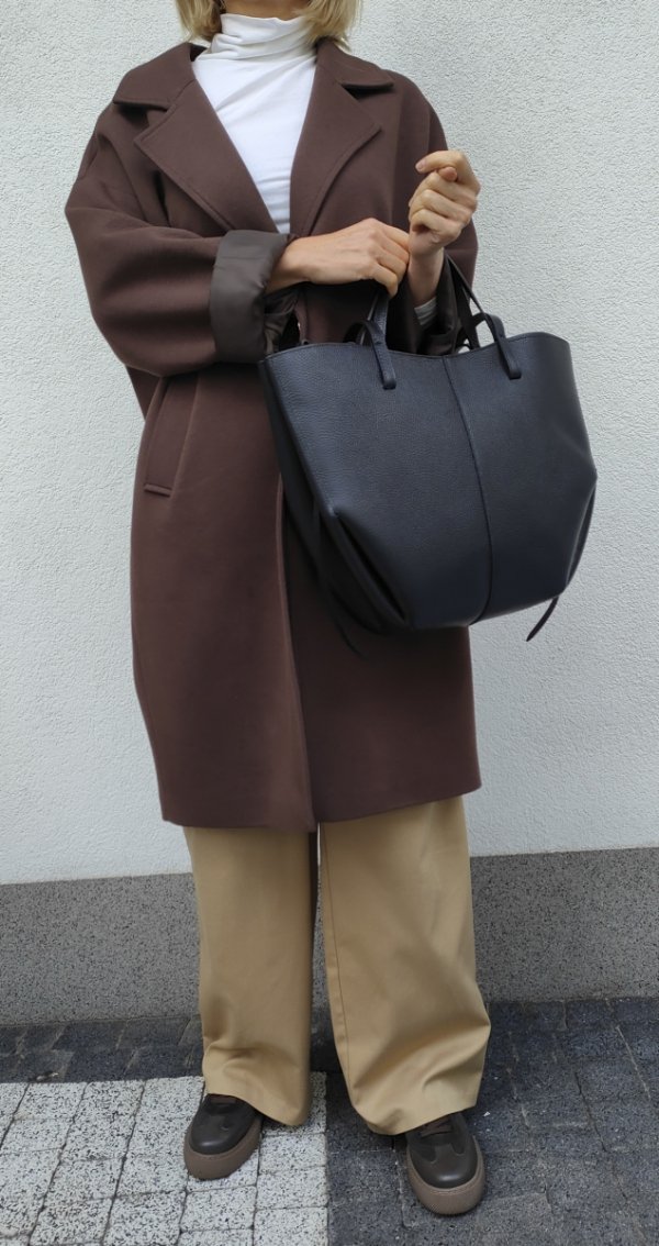 Torebka shopper Vera Pelle skóra naturalna czarna