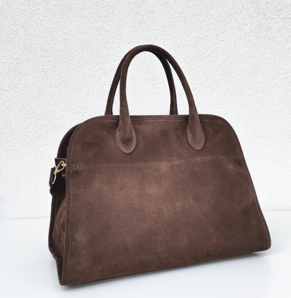 Zamszowa torebka kuferek skóra naturalna brązowa cynamonowa