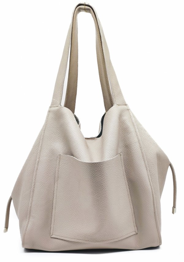 Vera Pelle Italy torebka shopper skóra naturalna beżowa Laura Biaggi