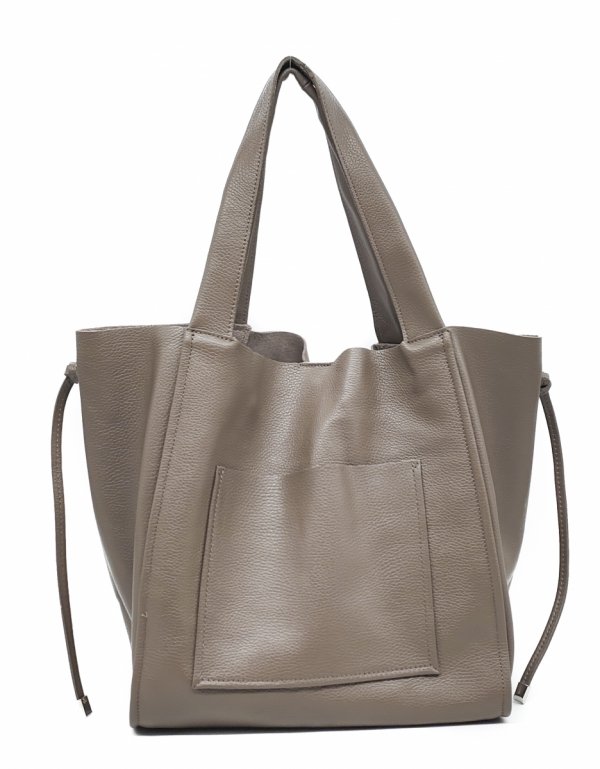 Vera Pelle Italy torebka shopper skóra naturalna beżowa taupe