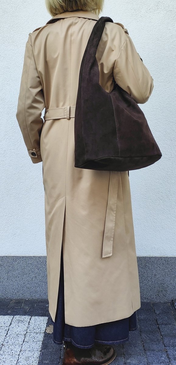 Zamszowy czekoladowy worek