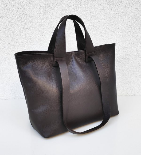 Torebka shopper Vera Pelle skóra czekoladowa