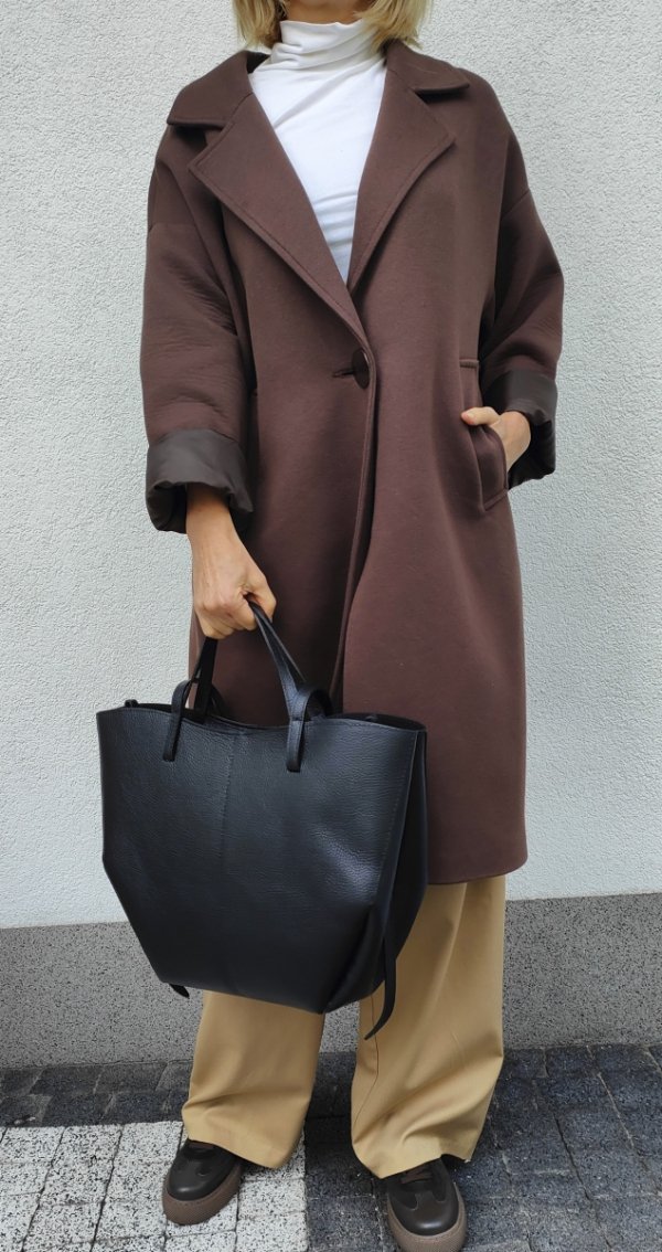 Torebka shopper Vera Pelle skóra naturalna czarna