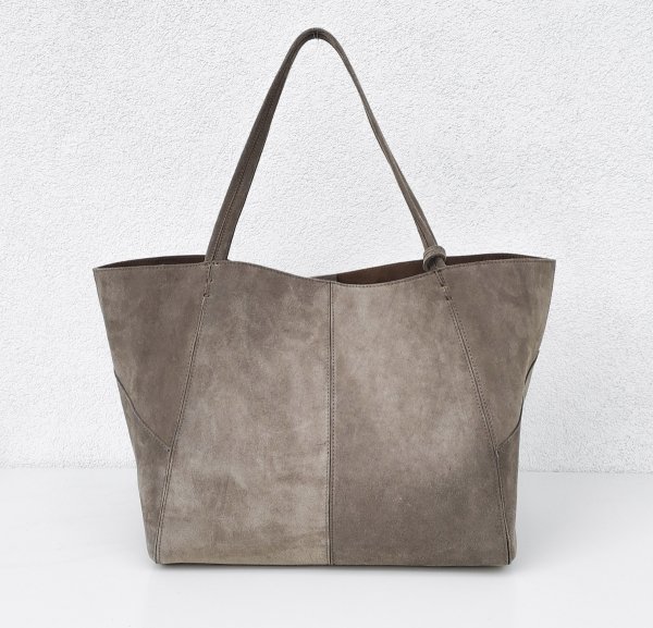 MAXI shopper torba skóra zamszowa beżowa taupe