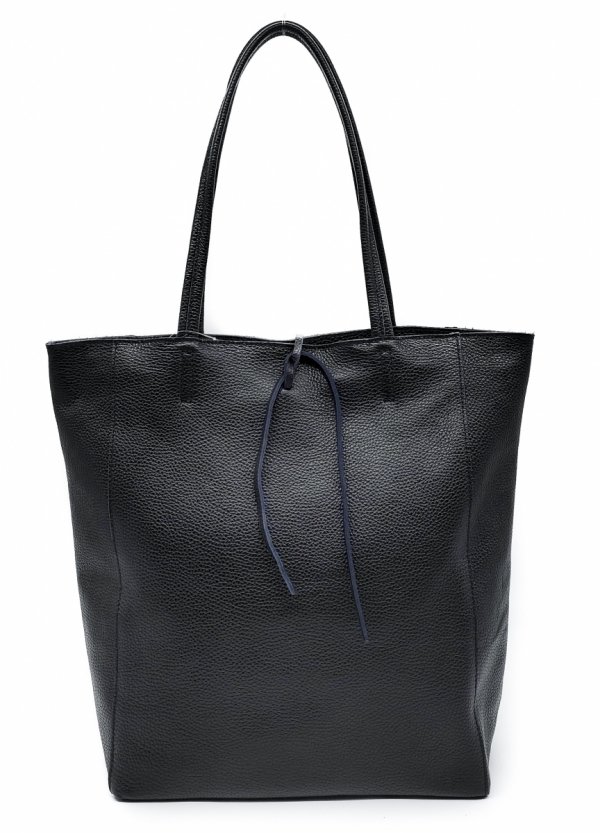 Vera Pelle torebka shopper skóra naturalna czarna Laura Biaggi