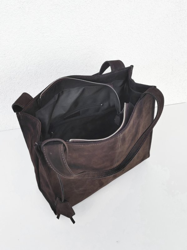 Torebka damska zamszowa Vera Pelle skóra brązowa