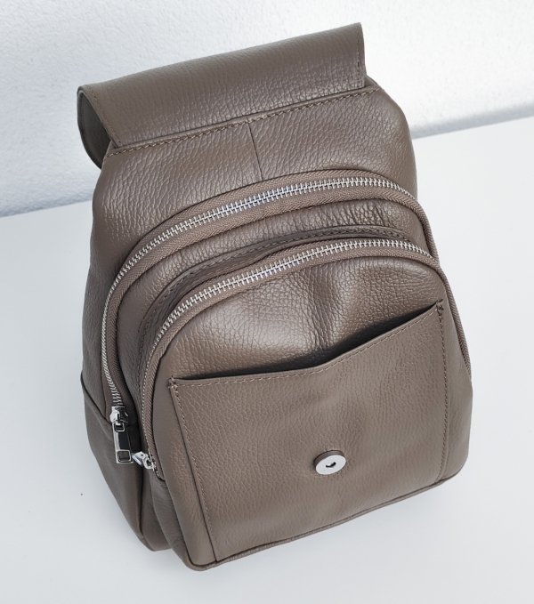 Beżowy Fango Plecak skóra naturalna zamsz Vera Pelle