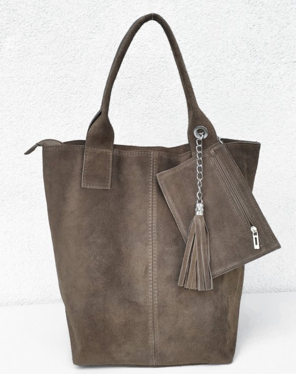 Beżowa taupe zamszowa torebka