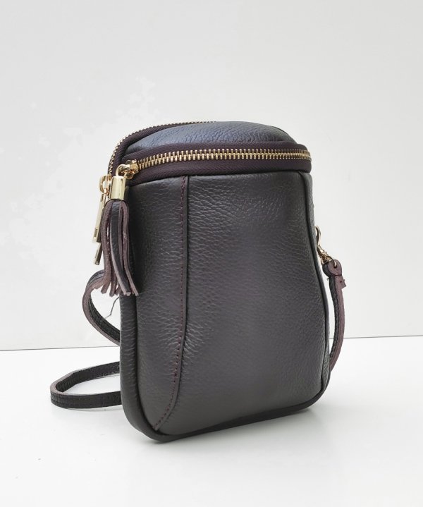 Listonoszka skóra naturalna rowerówka brązowa czekoladowa