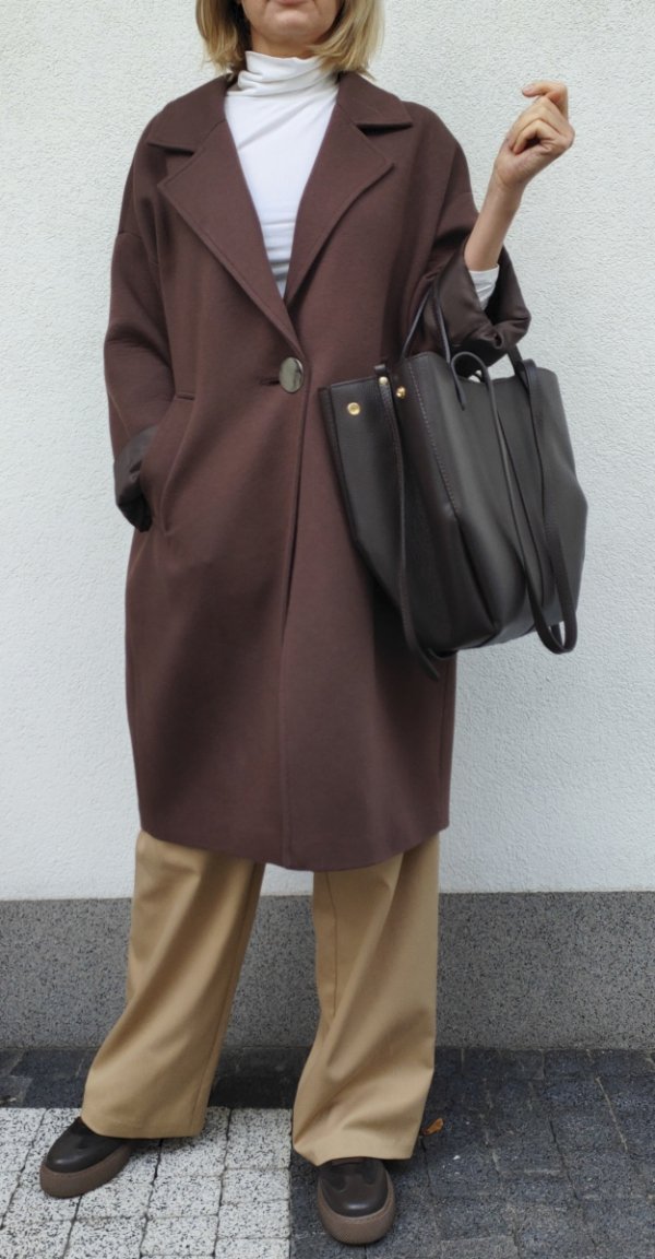 Torebka shopper Vera Pelle skóra brązowa czekoladowa