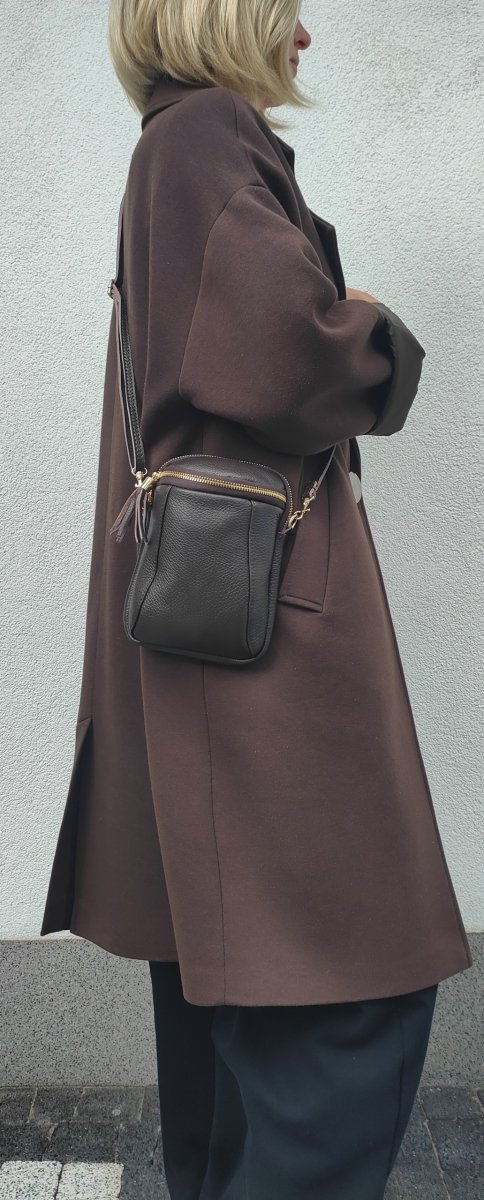 Listonoszka skóra naturalna rowerówka brązowa czekoladowa