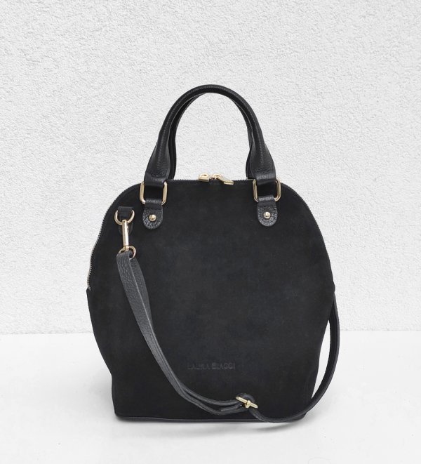 Zamszowy Plecak torebka listonoszka czarny Laura Biaggi