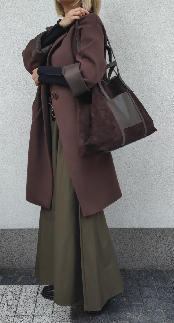 Zamszowy MAXI Shopper w czekoladowym kolorze