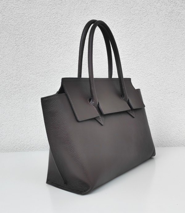 Klasyczna torebka Vera Pelle skóra brązowa czekoladowa