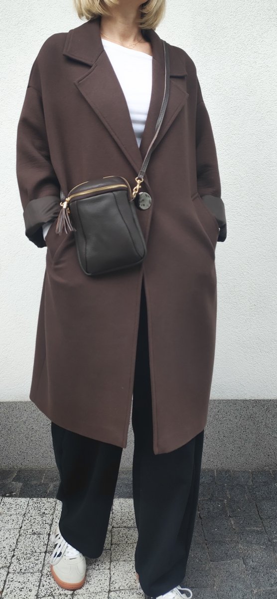 Listonoszka skóra naturalna rowerówka brązowa czekoladowa