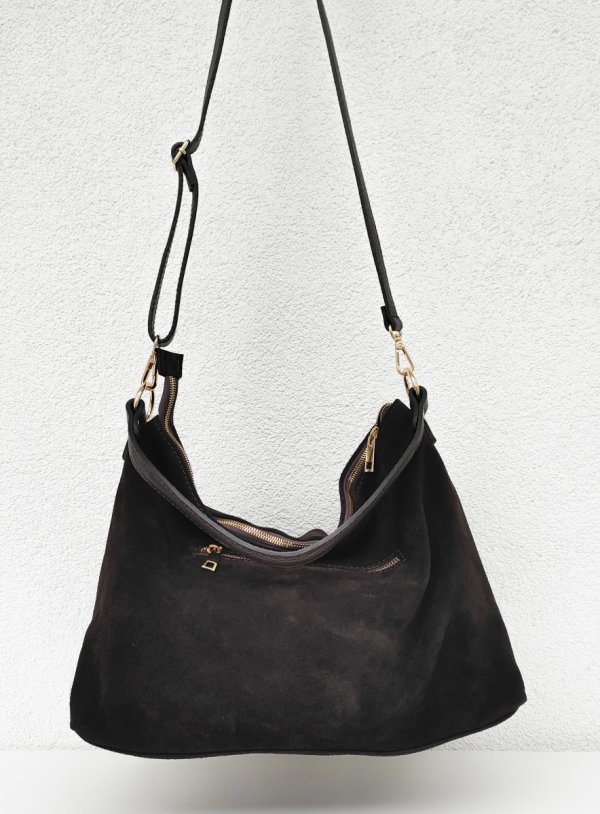 Zamszowy czekoladowy worek torebka Valentino