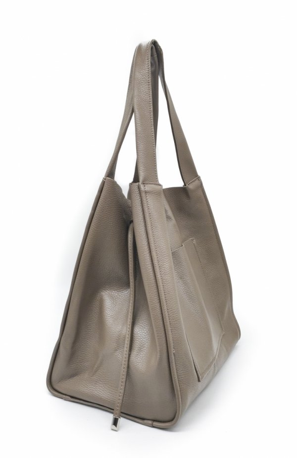 Vera Pelle Italy torebka shopper skóra naturalna beżowa taupe