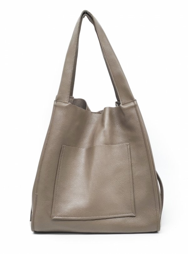 Vera Pelle Italy torebka shopper skóra naturalna beżowa taupe