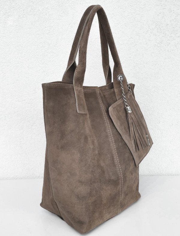 Beżowa taupe zamszowa torebka