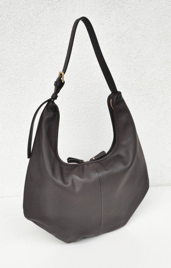 Czekoladowy worek skóra naturalna Laura Biaggi