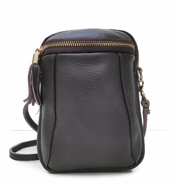 Listonoszka skóra naturalna rowerówka brązowa czekoladowa