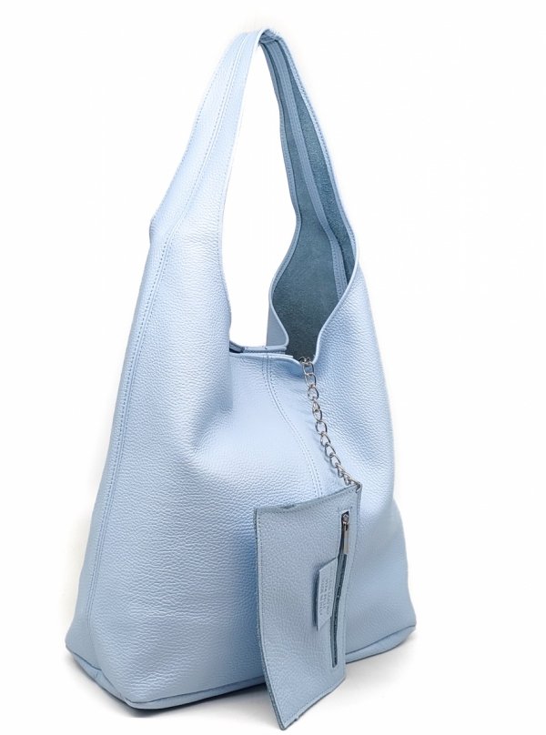 Niebieski worek z naturalnej skóry vera pelle