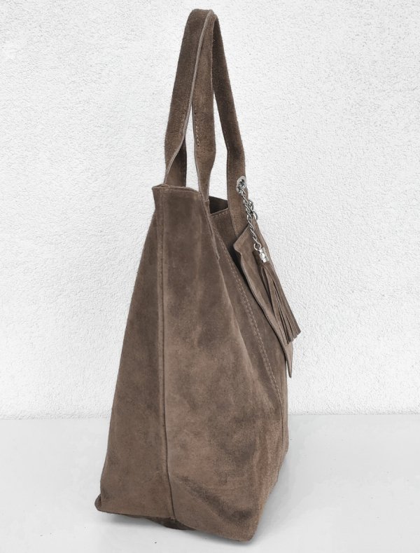 Beżowa taupe zamszowa torebka