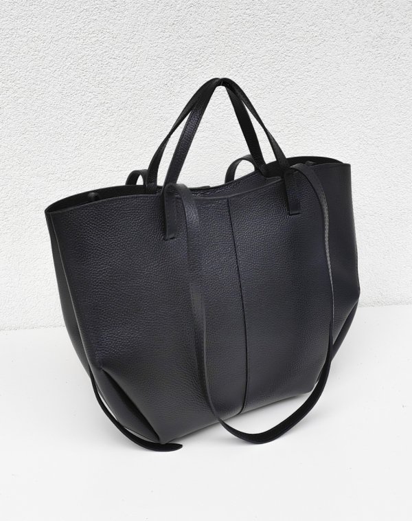 Torebka shopper Vera Pelle skóra naturalna czarna